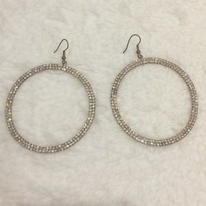 Gold Crystal Circle Hoop Earrings